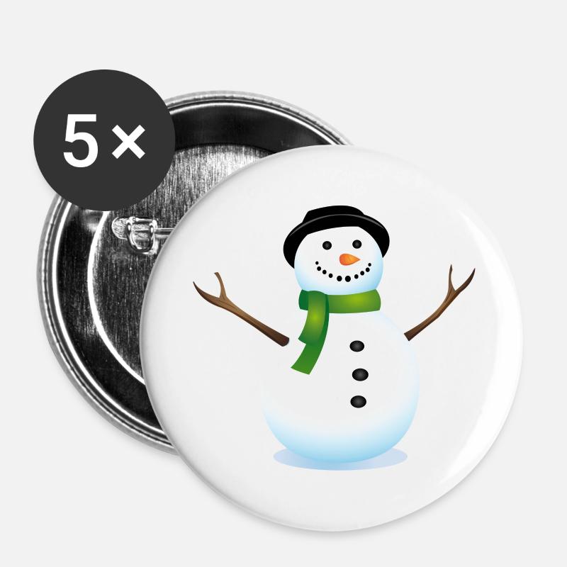 snow man - Buttons large 2.2''/56 mm (5-pack) - white