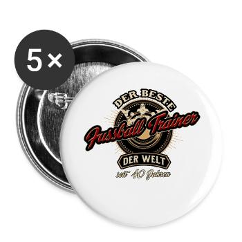 Der Beste Fussball Trainer der Welt seit 40 Jahren - Buttons groß 56 mm (5er Pack) - Weiß - Vorne