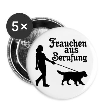 Frauchen aus Berufung Hund, Tier, Geschenk - Buttons groß 56 mm (5er Pack) - Weiß - Vorne