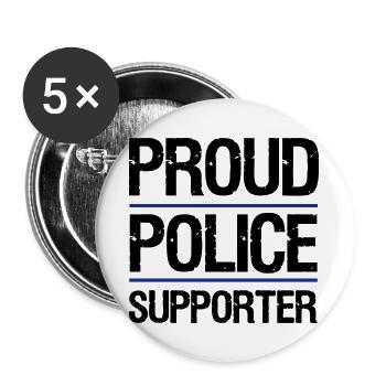 Fier partisan de la police, police, policier, cadeau - Lot de 5 grands badges (56 mm) - blanc - Devant