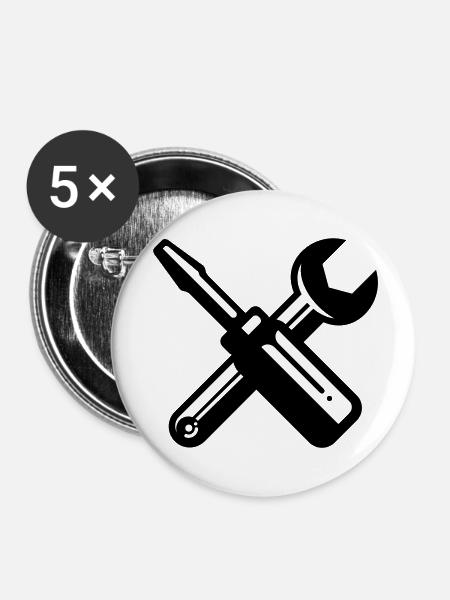 screwdriver wrench carpenter profession - Buttons groß 56 mm (5er Pack) - Weiß