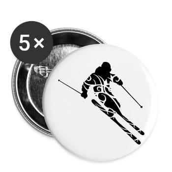 Skiing tribal eu - Buttons large 2.2''/56 mm (5-pack) - white - Front