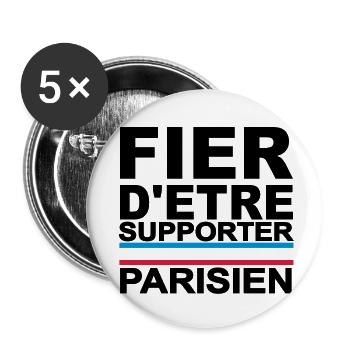 fier parisien noir 01 - Lot de 5 grands badges (56 mm) - blanc - Devant