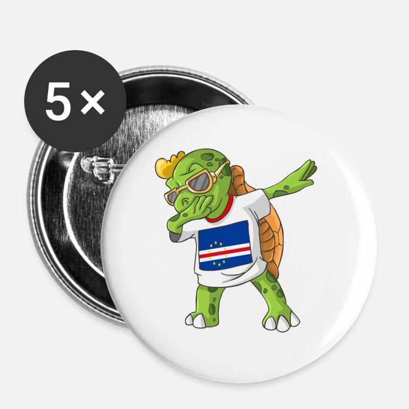 Cabo Verde Dabbing turtle - Buttons large 2.2''/56 mm (5-pack) - white