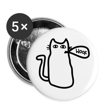 Katze sagt woof - Buttons groß 56 mm (5er Pack) - Weiß - Vorne