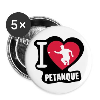 i love love Petanque boule2 - Buttons groß 56 mm (5er Pack) - Weiß - Vorne