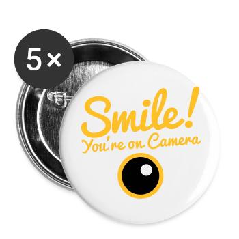 smile! you're on camera with a camera lens - Buttons large 2.2''/56 mm (5-pack) - white - Front