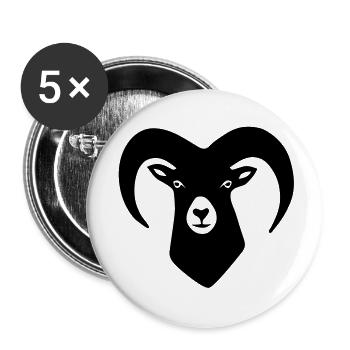 mouton béliers brebis chèvres - Lot de 5 grands badges (56 mm) - blanc - Devant