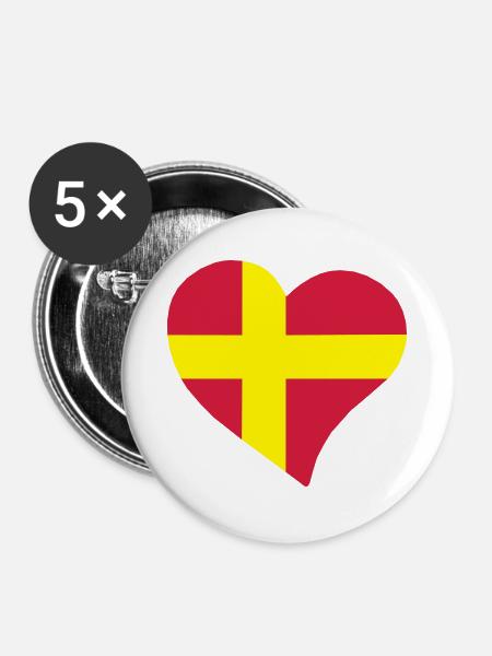 herz - Buttons groß 56 mm (5er Pack) - Weiß