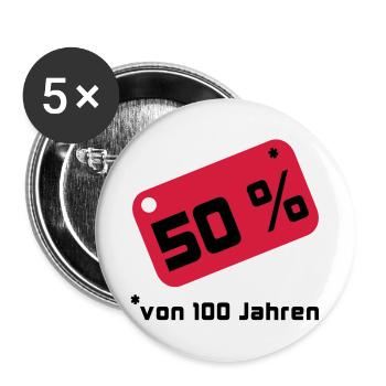 50% ... 100 years - Buttons large 2.2''/56 mm (5-pack) - white - Front