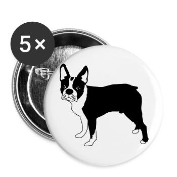 Boston terrier de - Buttons groß 56 mm (5er Pack) - Weiß - Vorne