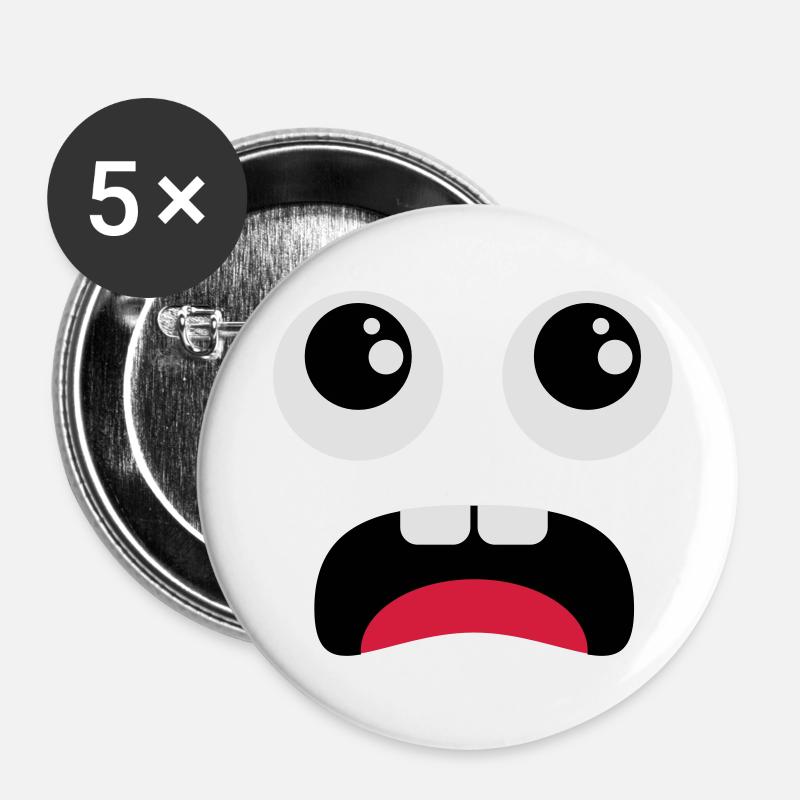 Terrified face - Comic - Buttons large 2.2''/56 mm (5-pack) - white