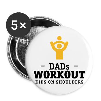Papa's workout with child on shoulders gift - Buttons large 2.2''/56 mm (5-pack) - white - Front