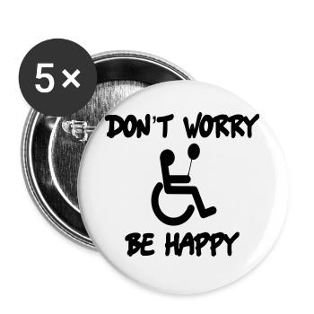 Don't worry, be happy in wheelchair # - Buttons large 2.2''/56 mm (5-pack) - white - Front
