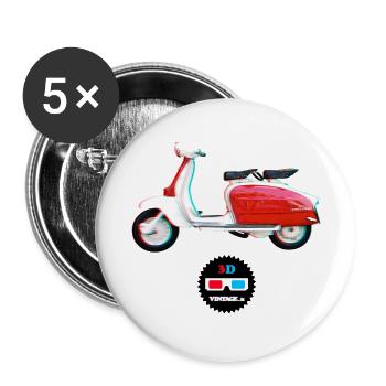 Vintage - Lambretta 3D - Buttons groß 56 mm (5er Pack) - Weiß - Vorne