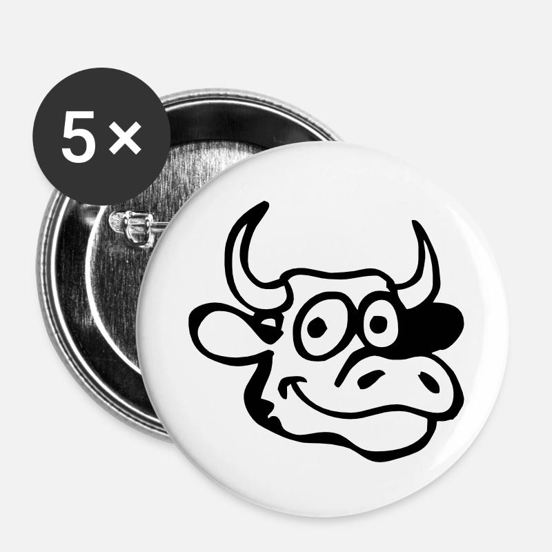 Head of cow - Buttons large 2.2''/56 mm (5-pack) - white