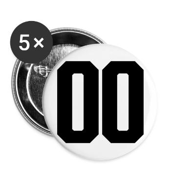 Nummer 00 große Zahlen Massive Ziffern - Buttons groß 56 mm (5er Pack) - Weiß - Vorne