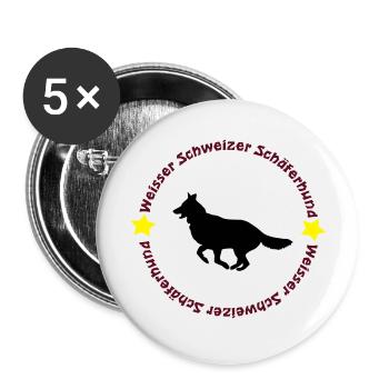 Weisser Schweizer Schäferhund - Buttons groß 56 mm (5er Pack) - Weiß - Vorne