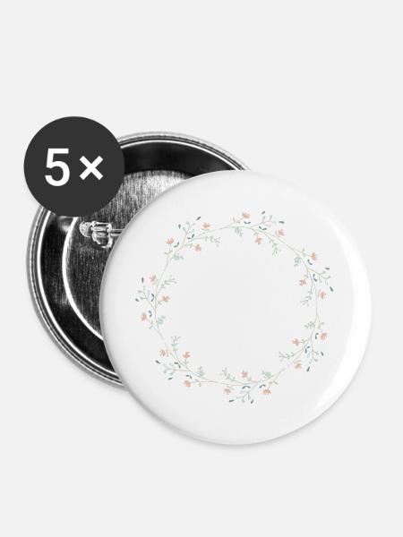 Blumen - Buttons groß 56 mm (5er Pack) - Weiß