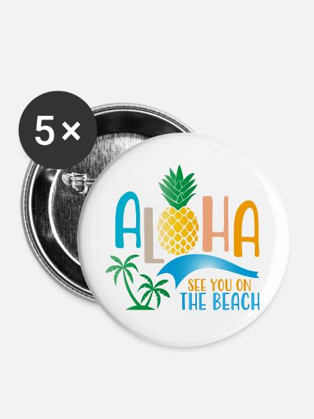 Beach - Buttons groß 56 mm (5er Pack) - Weiß