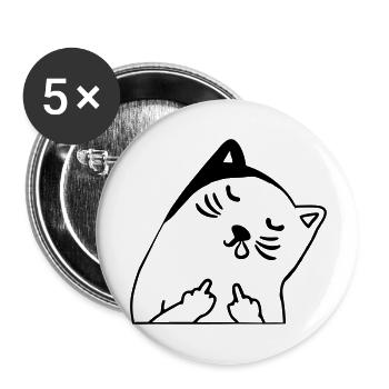Schlafende Fuck you Katze mit Mittelfinger - Buttons groß 56 mm (5er Pack) - Weiß - Vorne