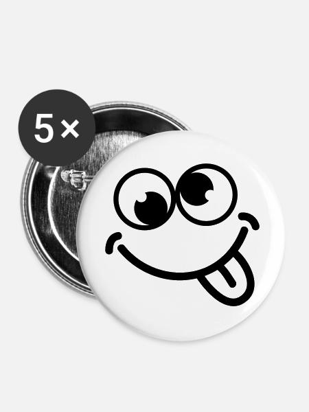 smiley_dumb_c1 - Buttons groß 56 mm (5er Pack) - Weiß