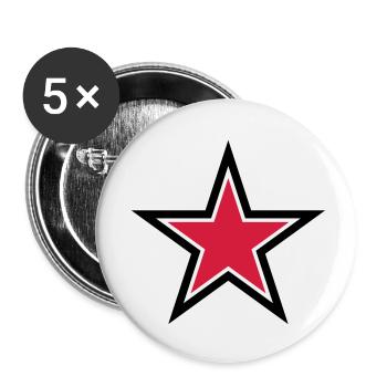 scharfen roten Stern mit scharfen schwarzen Kontur - Buttons groß 56 mm (5er Pack) - Weiß - Vorne