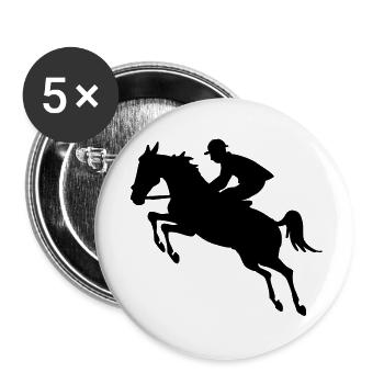 cavalier de saut - Lot de 5 grands badges (56 mm) - blanc - Devant