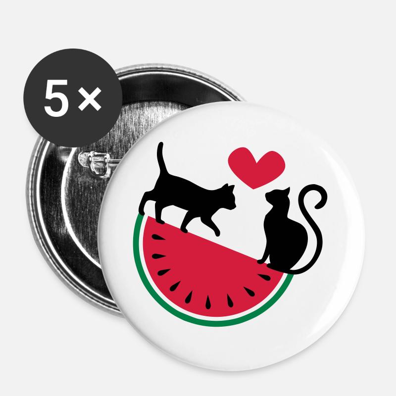 Melon Cat Love - Buttons large 2.2''/56 mm (5-pack) - white