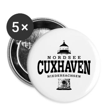Cuxhaven Nordsee (schwarz) - Buttons groß 56 mm (5er Pack) - Weiß - Vorne