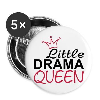 LITTLE DRAMA QUEEN mit Krone - Buttons groß 56 mm (5er Pack) - Weiß - Vorne