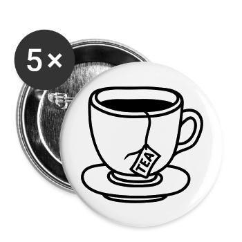 teebeutel glas tasse tee kanne kaffee trinken durs - Buttons groß 56 mm (5er Pack) - Weiß - Vorne