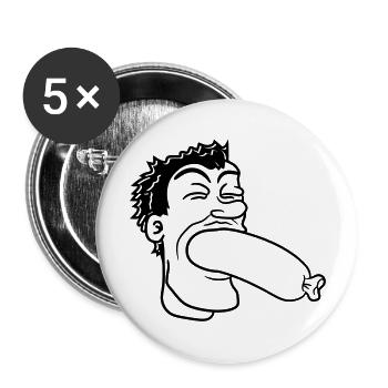 wurst essen hunger schlucken wuerstchen grillen co - Buttons groß 56 mm (5er Pack) - Weiß - Vorne
