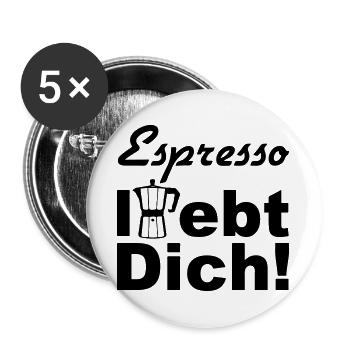 Espresso Kaffee Spruch lustig Geschenk - Buttons groß 56 mm (5er Pack) - Weiß - Vorne