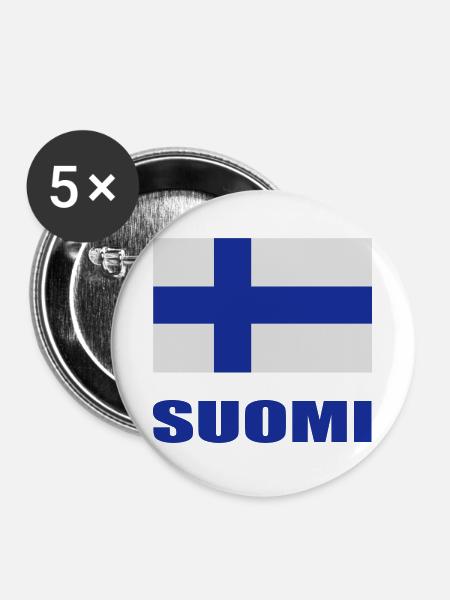 Finnische Flagge - Buttons groß 56 mm (5er Pack) - Weiß