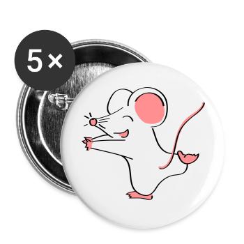 Mäusepaar Teil 1 - Buttons groß 56 mm (5er Pack) - Weiß - Vorne