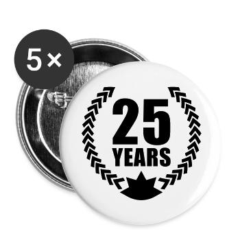 25_years__f1 - Buttons groß 56 mm (5er Pack) - Weiß - Vorne