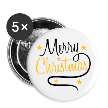 texte conception logo sapin étoiles joyeux noël noël - Lot de 5 grands badges (56 mm) - blanc - Devant