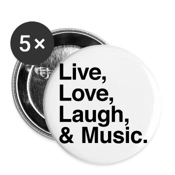 rire vivant d'amour et de musique - Lot de 5 grands badges (56 mm) - blanc - Devant