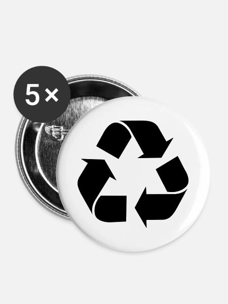 Recycle - Buttons/Badges stor, 56 mm (5-pack) - hvid