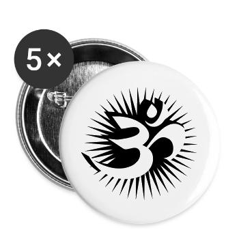 Om Symbol 3D - Buttons groß 56 mm (5er Pack) - Weiß - Vorne