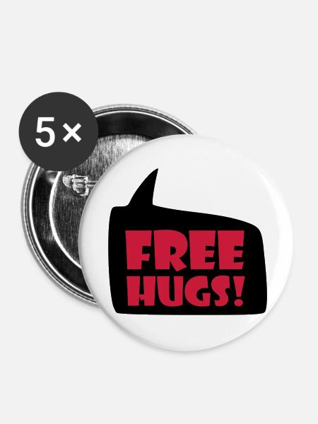 free hugs - Buttons groß 56 mm (5er Pack) - Weiß