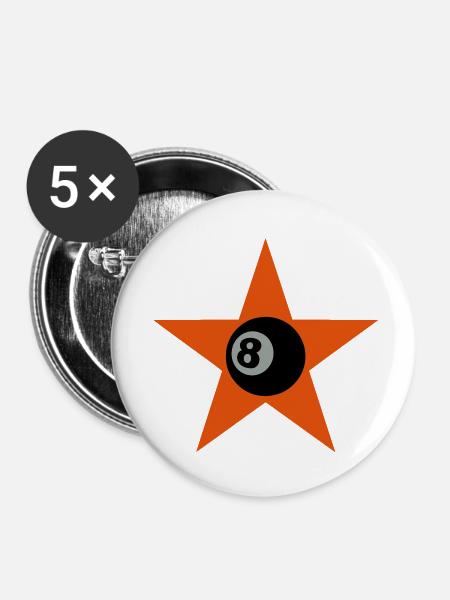 8 ball star - Buttons groß 56 mm (5er Pack) - Weiß