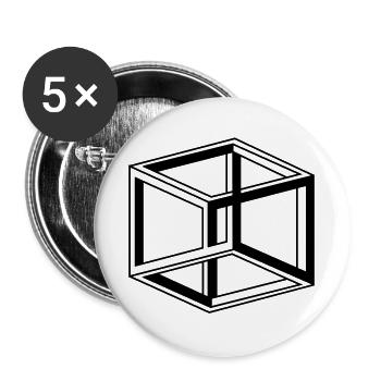 cube escher - Buttons large 2.2''/56 mm (5-pack) - white - Front