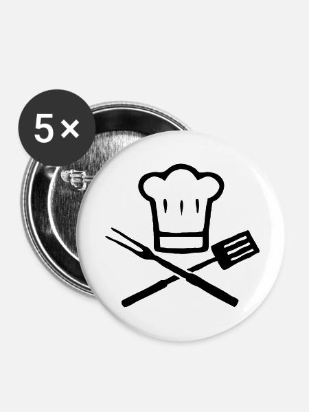 BBQ - Buttons groß 56 mm (5er Pack) - Weiß