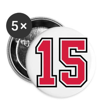 15 sports jersey football number - Buttons large 2.2''/56 mm (5-pack) - white - Front
