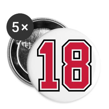 18 sports jersey football number - Buttons large 2.2''/56 mm (5-pack) - white - Front
