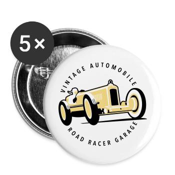 Car garage - Lot de 5 grands badges (56 mm) - blanc - Devant