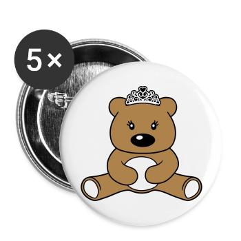 fille princesse koenigin couronne fille féminine - Lot de 5 grands badges (56 mm) - blanc - Devant