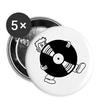 vinyl round circle plate dj hang up party music fe - Buttons large 2.2''/56 mm (5-pack) - white - Front